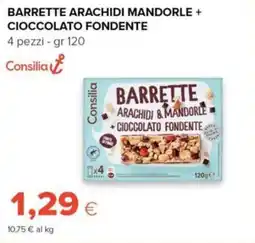 Tigre Consilia barrette arachidi mandorle cioccolato fondente offerta