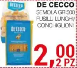 Supermercati Spesa Mia De Cecco semola fusilli lunghi conchiglioni offerta