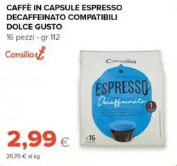 Tigre Caffè in capsule espresso decaffeinato compatibili Dolce Gusto Consilia offerta