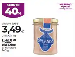 Unicoop Etruria Filetti di tonno Orlando al naturale offerta