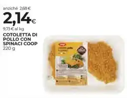Unicoop Etruria Cotoletta di pollo con spinaci Coop offerta