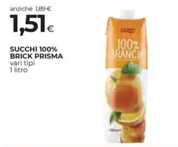 Unicoop Etruria Succhi 100% Brick Prisma offerta