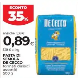 Unicoop Etruria Pasta di semola De Cecco offerta
