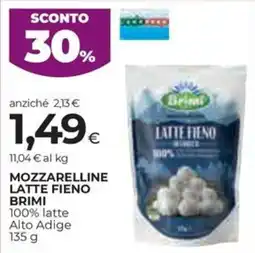 Unicoop Etruria Mozzarelline latte fieno Brimi offerta