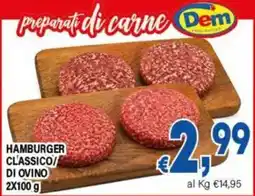 DEM Hamburger classico di ovino Dem offerta