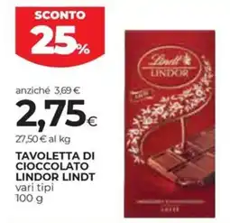 Unicoop Etruria Tavoletta di cioccolato Lindor Lindt offerta
