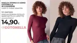 Unicoop Etruria Maglia donna o uomo in cashmere Cotonella offerta