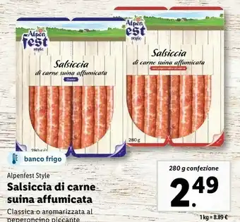 Lidl Alpenfest style salsiccia di carne suina affumicata 280 g offerta