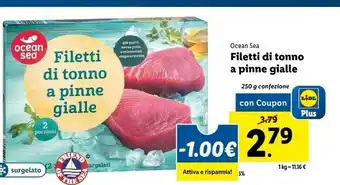 Lidl Ocean sea filetti di tonno a pinne gialle offerta