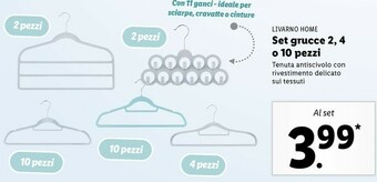 Lidl Livarno home set grucce 2, 4 o 10 pezzi offerta