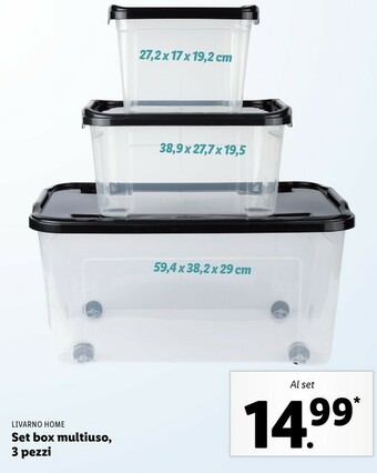 Lidl Livarno home set box multiuso, 3 pezzi offerta