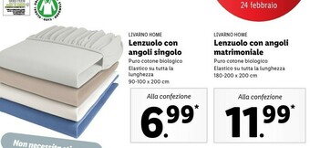 Lidl Livarno home lenzuolo con angoli singolo offerta