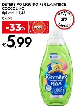 Bennet Detersivo liquido per lavatrice Coccolino offerta