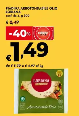 Bennet Piadina arrotolabile olio Loriana offerta