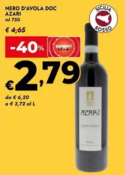 Bennet Nero d'Avola Doc Azari offerta