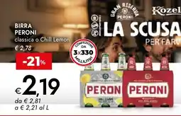 Bennet Birra Peroni classica o Chill Lemon offerta