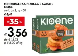Bennet Miniburger con zucca e carote Kione offerta