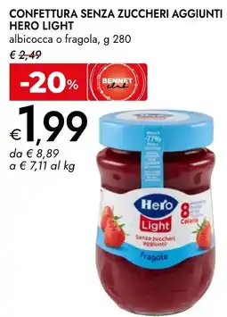 Bennet Confettura senza zuccheri aggiunti Hero Light offerta