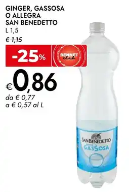 Bennet Ginger, gassosa o allegra San Benedetto offerta