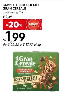 Bennet Barrette cioccolato gran cereale offerta