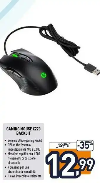 Unieuro Hp x220 backlit gaming mouse offerta