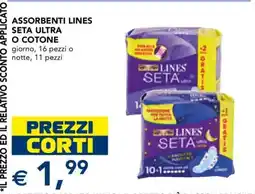 Esselunga ASSORBENTI LINES SETA ULTRA O COTONE offerta