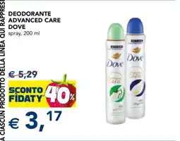 Esselunga DEODORANTE ADVANCED CARE DOVE offerta
