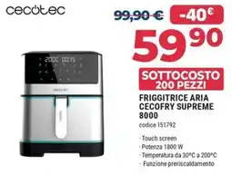 Sinergy Friggitrice aria Cecotec CECOFRY Supreme 8000 offerta