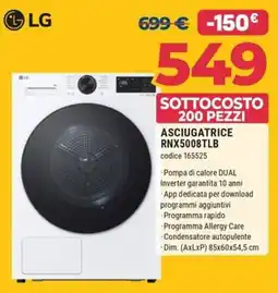 Sinergy Asciugatrice LG RNX5008TLB offerta