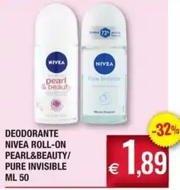 Palmarket Deodorante Nivea Roll-On Pearl&Beauty/Pure Invisible offerta