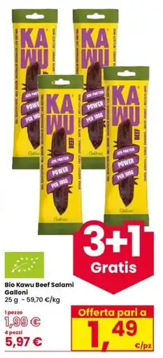 Eurospar Bio Kawu Beef Salami Galloni offerta