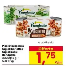 Eurospar Piselli finissimi o fagioli borlotti o fagioli rossi Bonduelle offerta