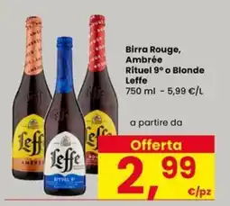 Eurospar Birra Rouge, Ambreee Rituel 9° o Blonde Leffe offerta