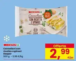 Eurospar Cannelloni con ricotta e spinaci Despar offerta