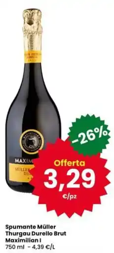 Eurospar Spumante Müller Thurgau Durello Brut Maximilian I offerta