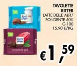 èccoMI Tavolette Ritter latte delle alpi/fondente 50% offerta