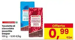 Eurospar Tavolette di cioccolato assortite Despar offerta