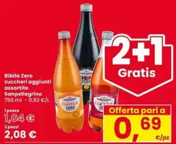Eurospar Bibite Zero zuccheri aggiunti assortite Sanpellegrino offerta