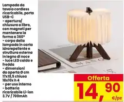 Eurospar Lampada da tavolo cordless offerta