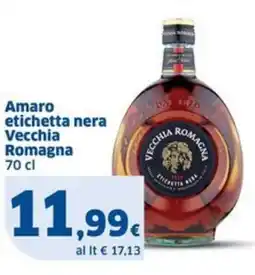 Sigma Amaro etichetta nera Vecchia Romagna offerta