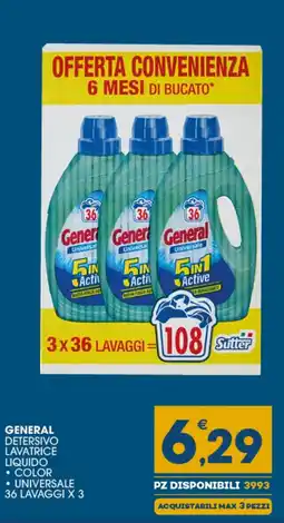 SeBón Supermercati General Detersivo Lavatrice Liquido Color Universale offerta