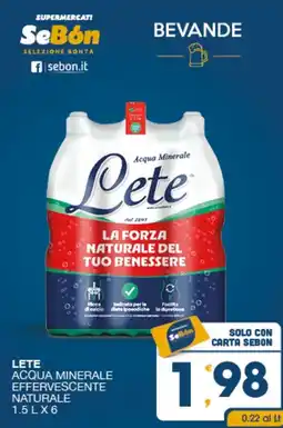 SeBón Supermercati Lete acqua minerale effervescente naturale offerta