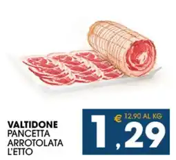 SeBón Supermercati Valtidone pancetta arrotolata l'etto offerta