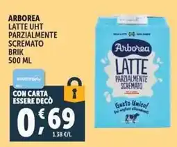 Deco Supermercati Arborea latte UHT parzialmente scremato offerta