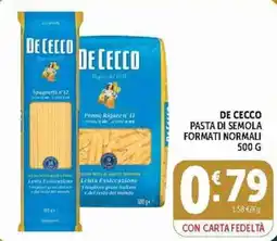 Deco Supermercati De Cecco pasta di semola formati normali offerta