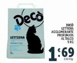 Deco Supermercati Decò lettiera agglomerante profumata al talco offerta