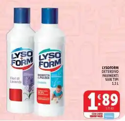 Deco Supermercati Lysoform detersivo pavimenti vari tipi offerta