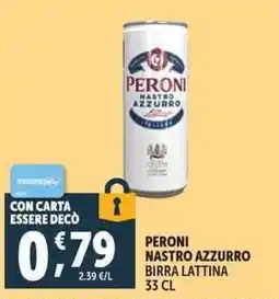 Deco Supermercati Peroni Nastro Azzurro birra lattina offerta