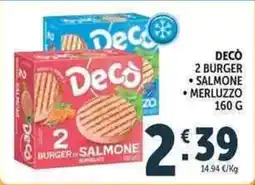 Deco Supermercati Decò burger salmone/merluzzo offerta