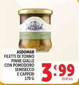 Deco Supermercati Asdomar filetti di tonno pinne gialle con pomodoro semisecco e capperi offerta